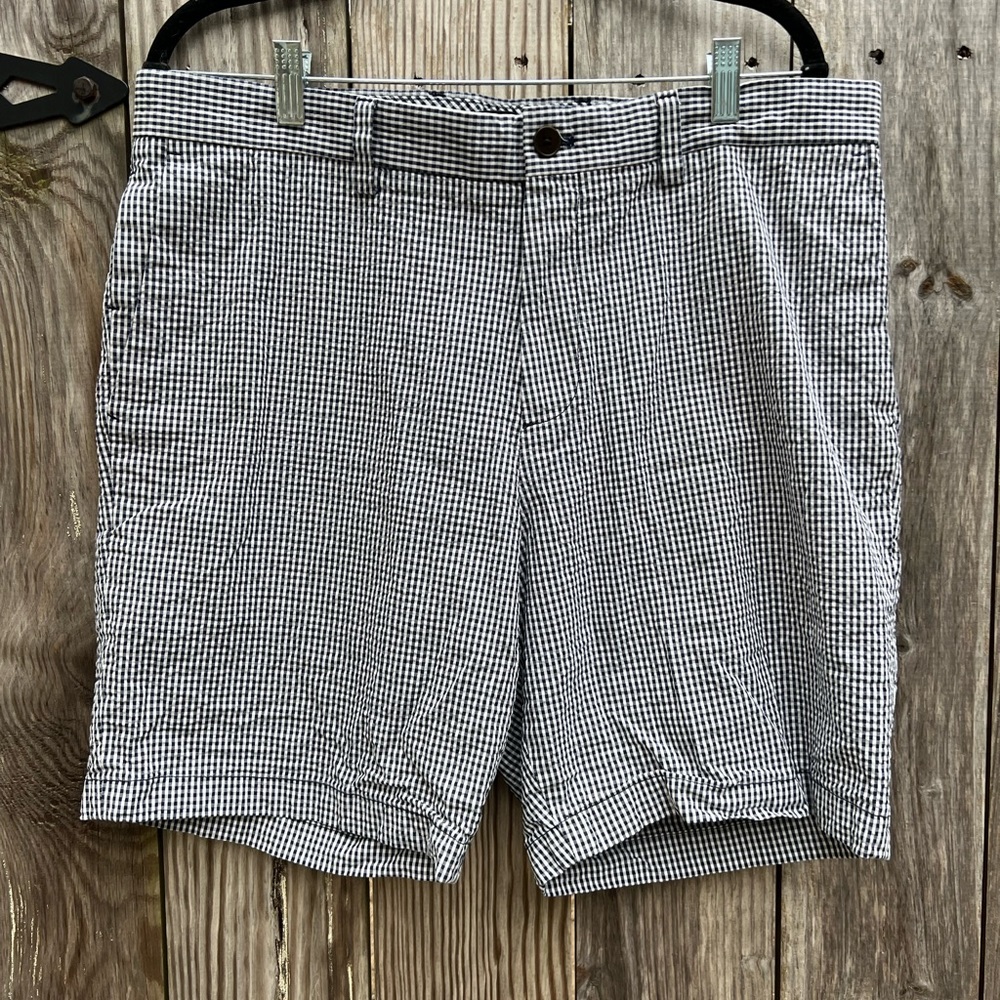 Banana Republic Aiden Short Chino Cotton Flat Front Gingham Men's Size 34 - Picture 2 of 9
